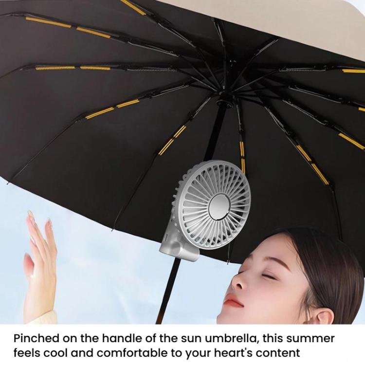 Folding Hanging Umbrella Fan USB Handheld Portable Umbrella Clip Fan Compact Desktop Fan(White) | Kalsten