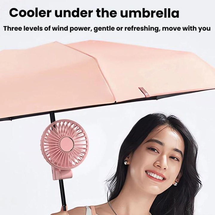 Folding Hanging Umbrella Fan USB Handheld Portable Umbrella Clip Fan Compact Desktop Fan(White) | Kalsten