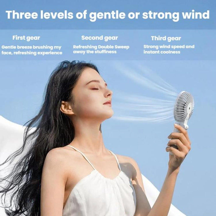 Folding Hanging Umbrella Fan USB Handheld Portable Umbrella Clip Fan Compact Desktop Fan(White) | Kalsten