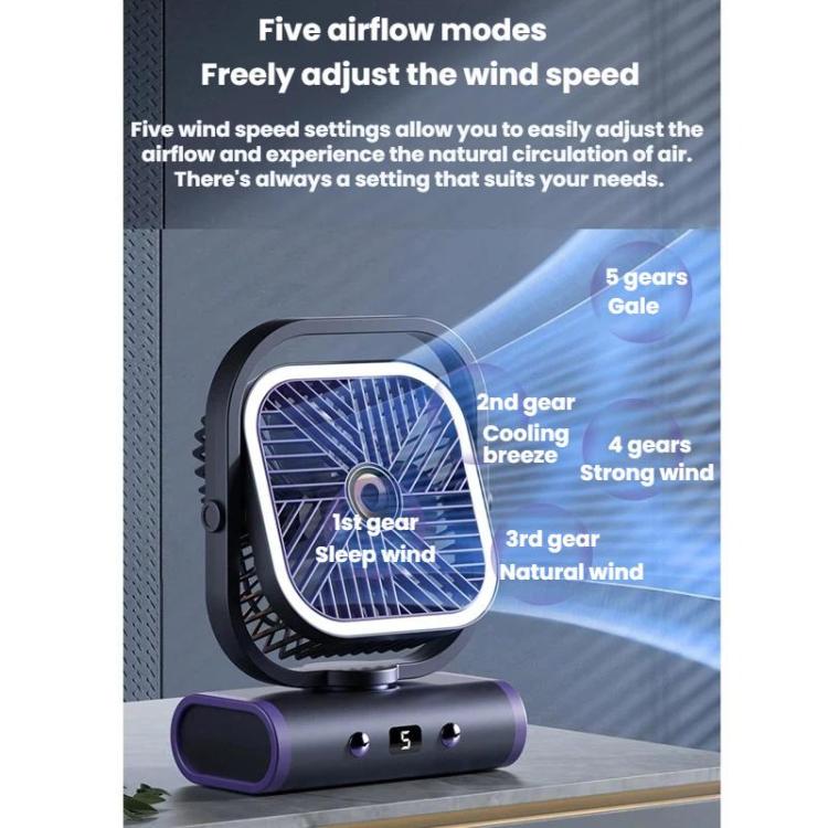 Desktop Mini Office Silent USB Wall-Mounted Fan, Color: Gray Rechargeable 1200mAh | Kalsten