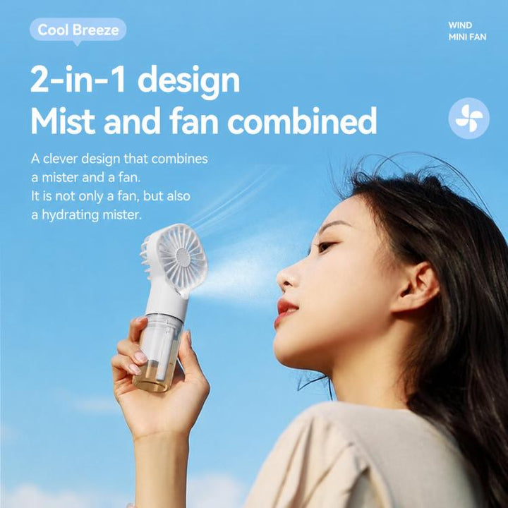 Handheld Misting Fan Portable Water Spray Fan Type-C Rechargeable Mini Personal Face Mister Fan(F3 White) | Kalsten