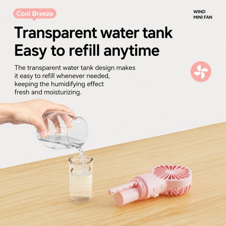 Handheld Misting Fan Portable Water Spray Fan Type-C Rechargeable Mini Personal Face Mister Fan(F3 Pink) | Kalsten