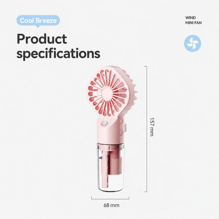 Handheld Misting Fan Portable Water Spray Fan Type-C Rechargeable Mini Personal Face Mister Fan(F3 Pink) | Kalsten
