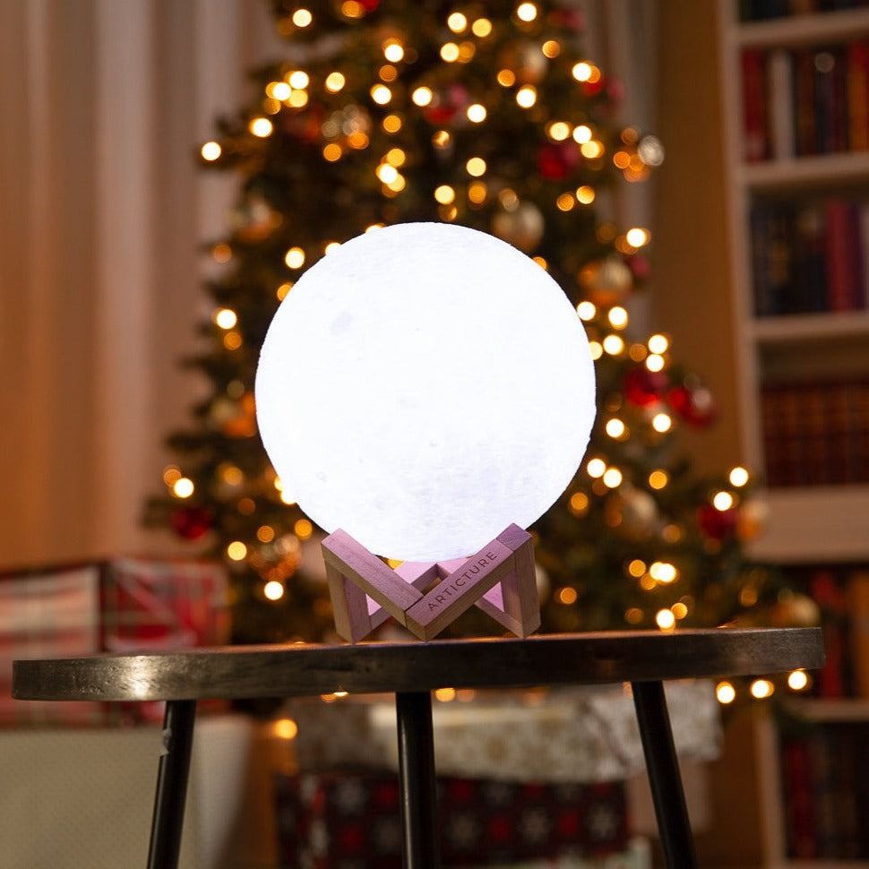 3D Moon Lamp with Wooden Base Noxord