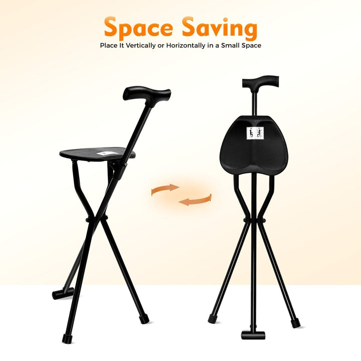 Kalsten | Foldable Walking Stick with Integrated Seat | Lightweight Aluminum Alloy Mobility Aid | 113kg Load Capacity | Non-Slip TPR Ergonomic Handle | 3-Leg Tripod Stability