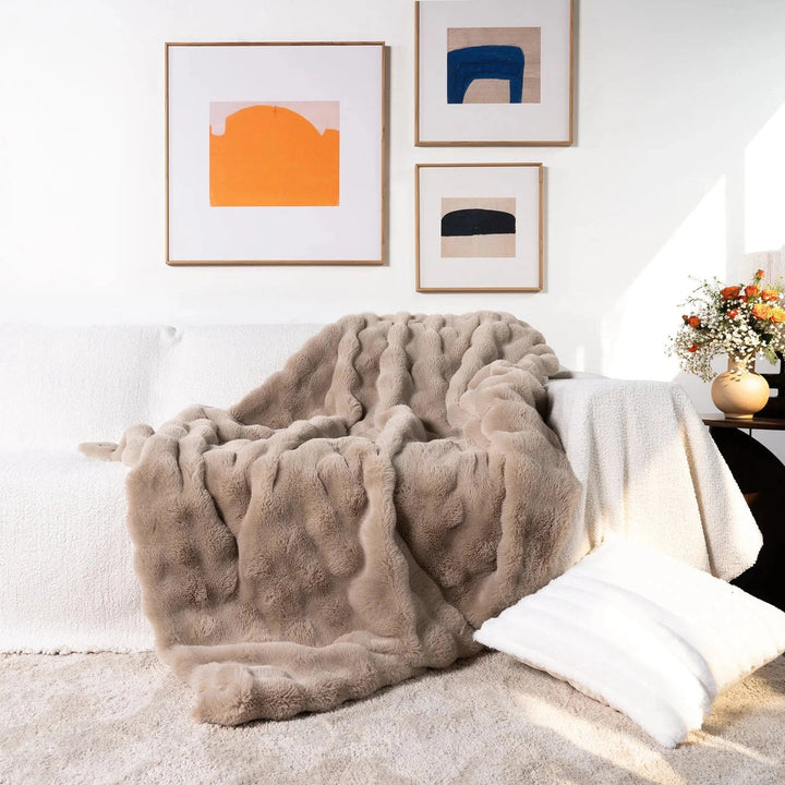 Kalsten | Faux Fur Chunky Knit Duvet Cover Throw