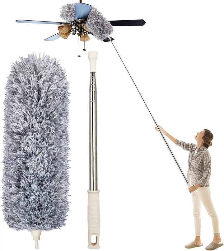 Noxord | Telescopic dust duster with extra long microfiber head (Free 3 replacement cleaning heads)