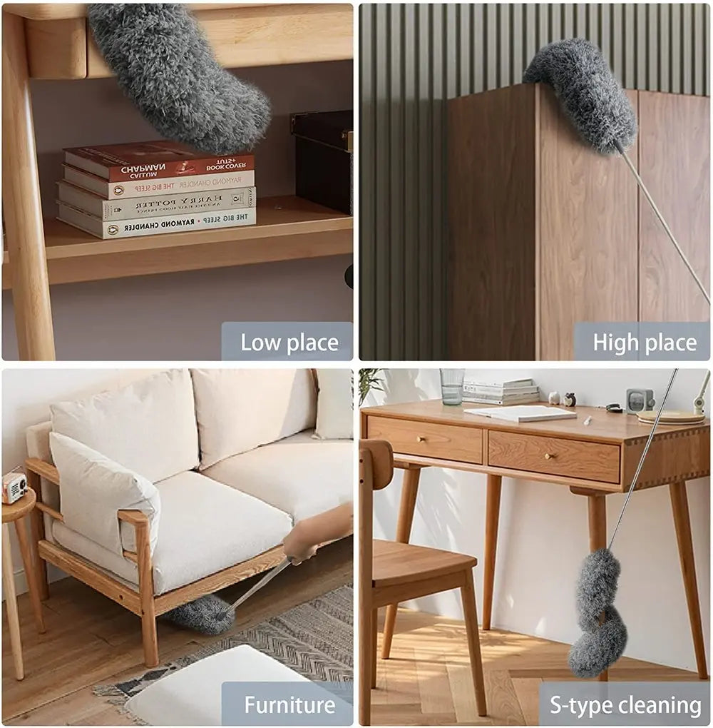 Kalsten | Telescopic dust duster with extra long microfiber head (Free 3 replacement cleaning heads)