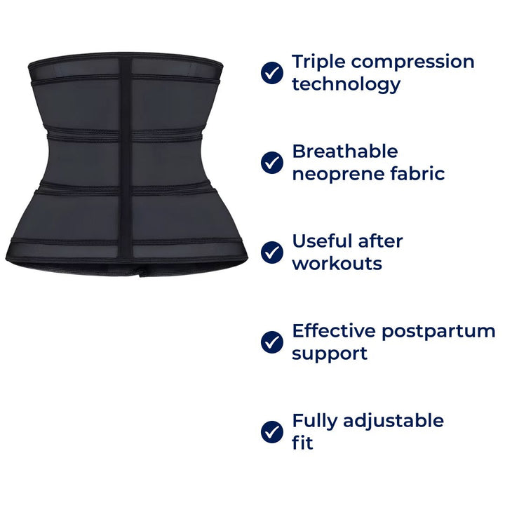 ThermoCore | Waist Trainer Belt – Triple Compression – Breathable Neoprene Fit – Post‑Workout & Postpartum Use Kalsten