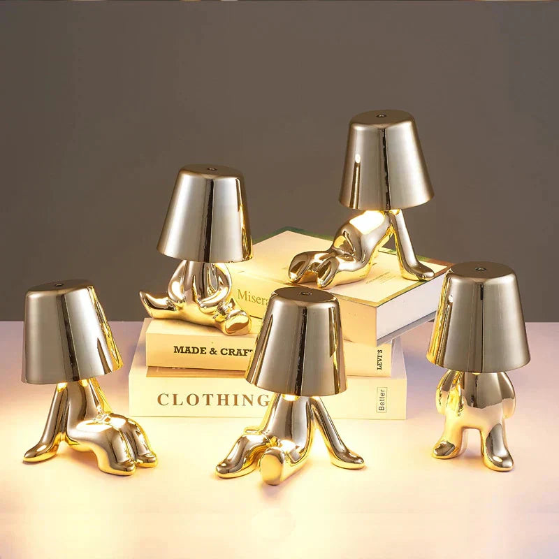 Golden Man LED Thinking Table Lamp – Playful Nightstand Lamp for Bedroom & Decor | Kalsten