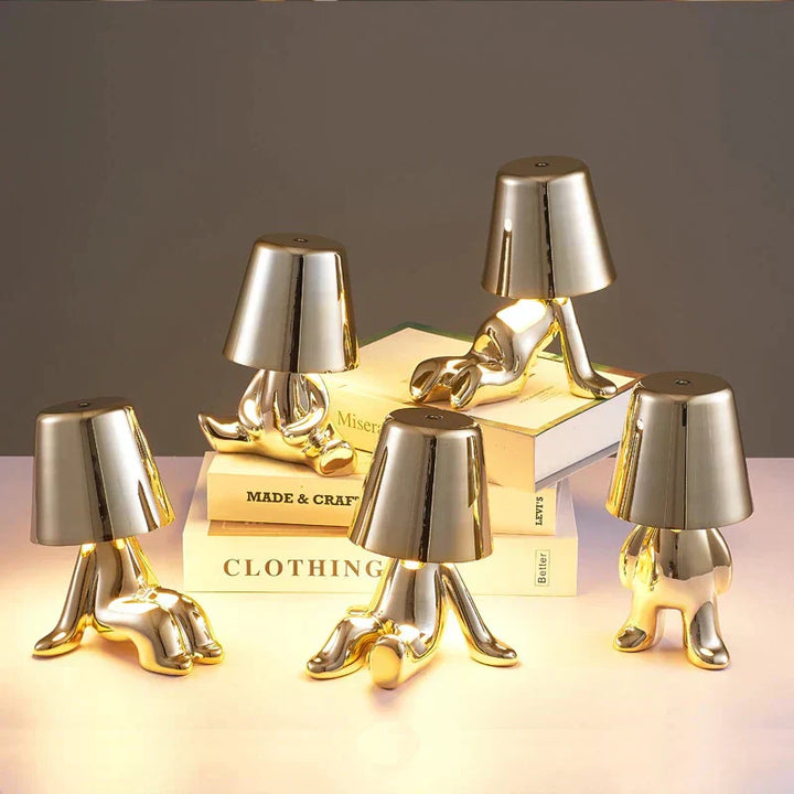 Golden Man LED Thinking Table Lamp – Playful Nightstand Lamp for Bedroom & Decor | Kalsten
