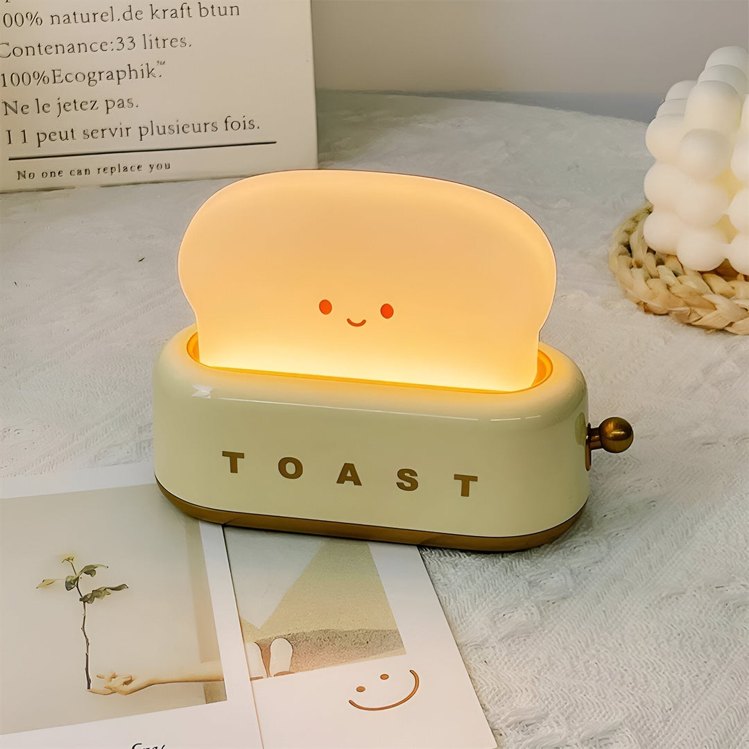 TinyToast Table Lamp – Portable Toaster-Shaped Night Light with Dimmable LED & USB Port | Noxord