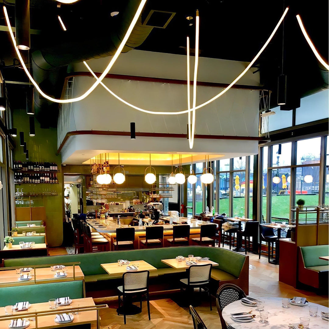 Pendant Light Silicone Integrated LED 78.7 in Gold Ceiling Indoor Modern Dining Kitchen Fixture | Kalsten