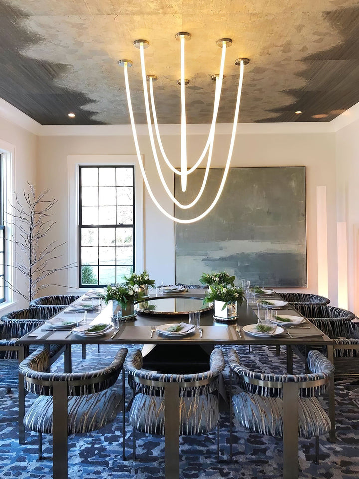Pendant Light Silicone Integrated LED 78.7 in Gold Ceiling Indoor Modern Dining Kitchen Fixture | Kalsten
