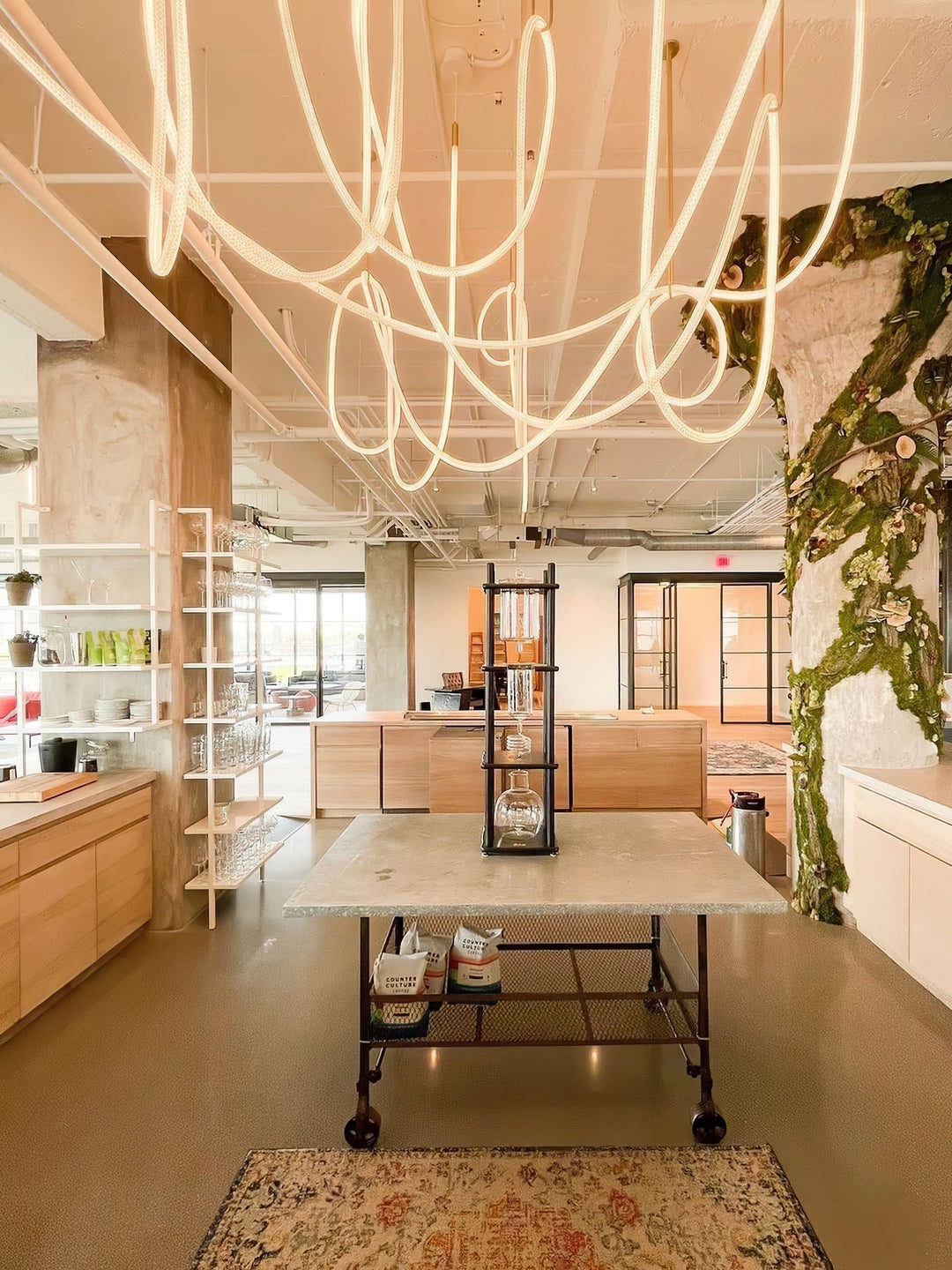 Pendant Light Silicone Integrated LED 78.7 in Gold Ceiling Indoor Modern Dining Kitchen Fixture | Kalsten