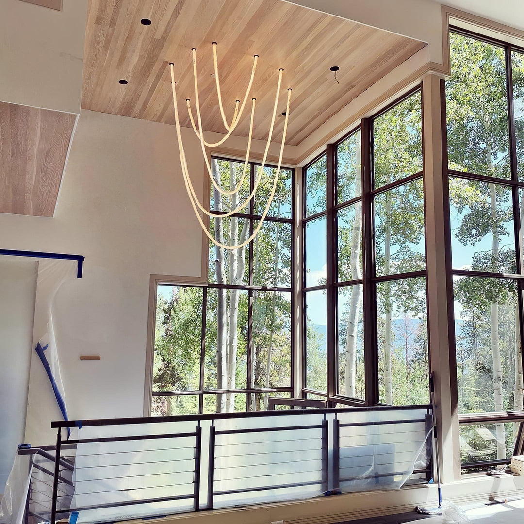 Pendant Light Silicone Integrated LED 78.7 in Gold Ceiling Indoor Modern Dining Kitchen Fixture | Kalsten