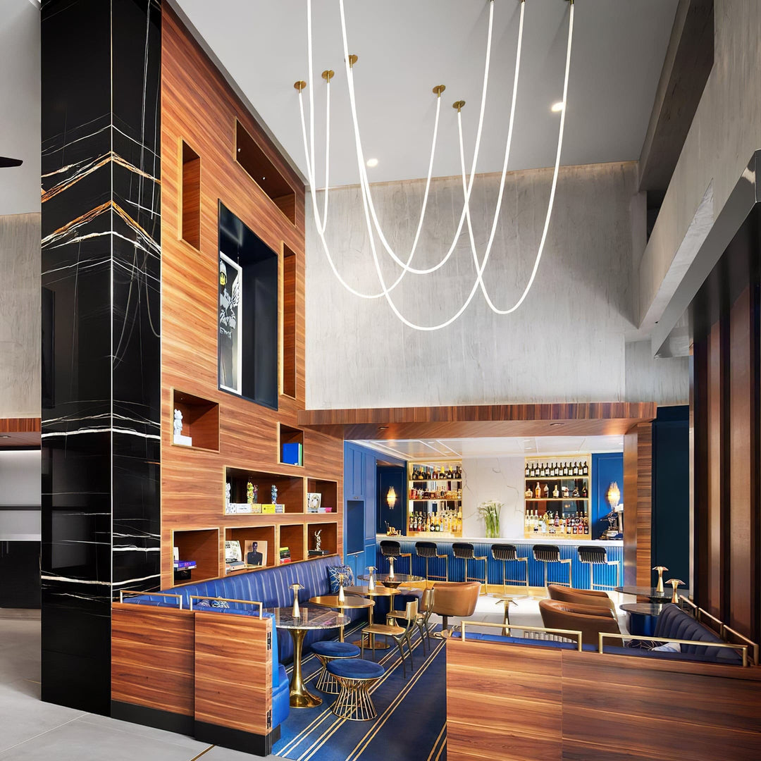 Pendant Light Silicone Integrated LED 78.7 in Gold Ceiling Indoor Modern Dining Kitchen Fixture | Kalsten