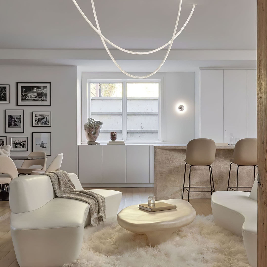 Pendant Light Silicone Integrated LED 78.7 in Gold Ceiling Indoor Modern Dining Kitchen Fixture | Kalsten
