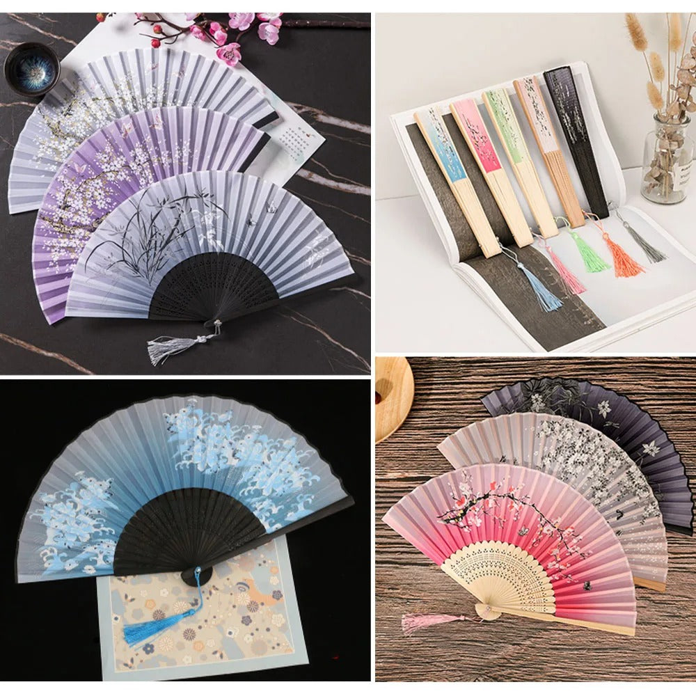 Traditional Japanese Style Floral Hand Fan | Kalsten