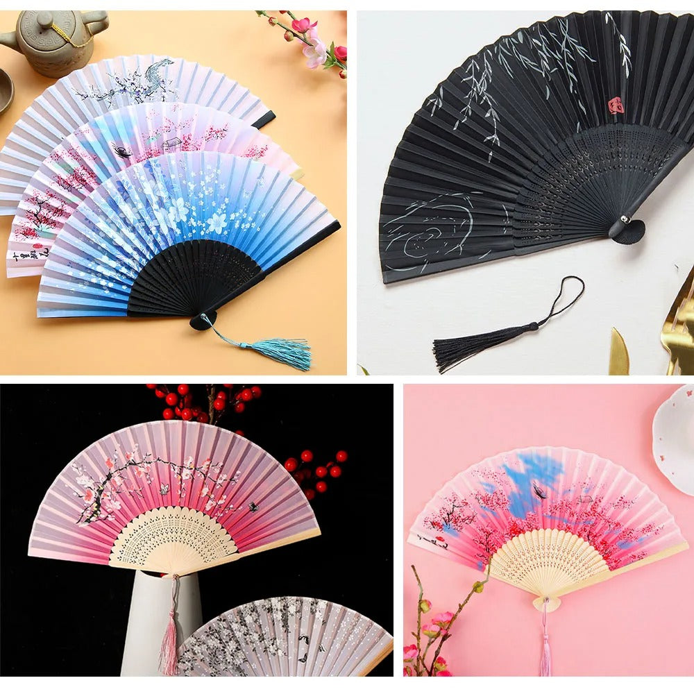 Traditional Japanese Style Floral Hand Fan | Kalsten