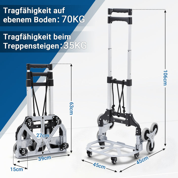 Stair Climber Trolley Foldable Stair Hand Truck up to 75kg | Kalsten
