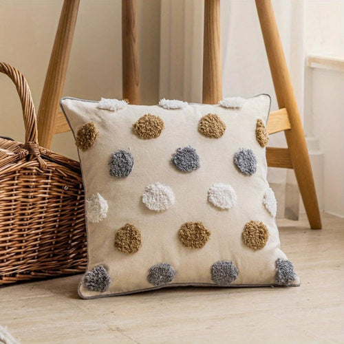 Textured Polka Dot Cushion Cover - Soft Microfiber Blend Sofa Cushion Covers for Home Decor