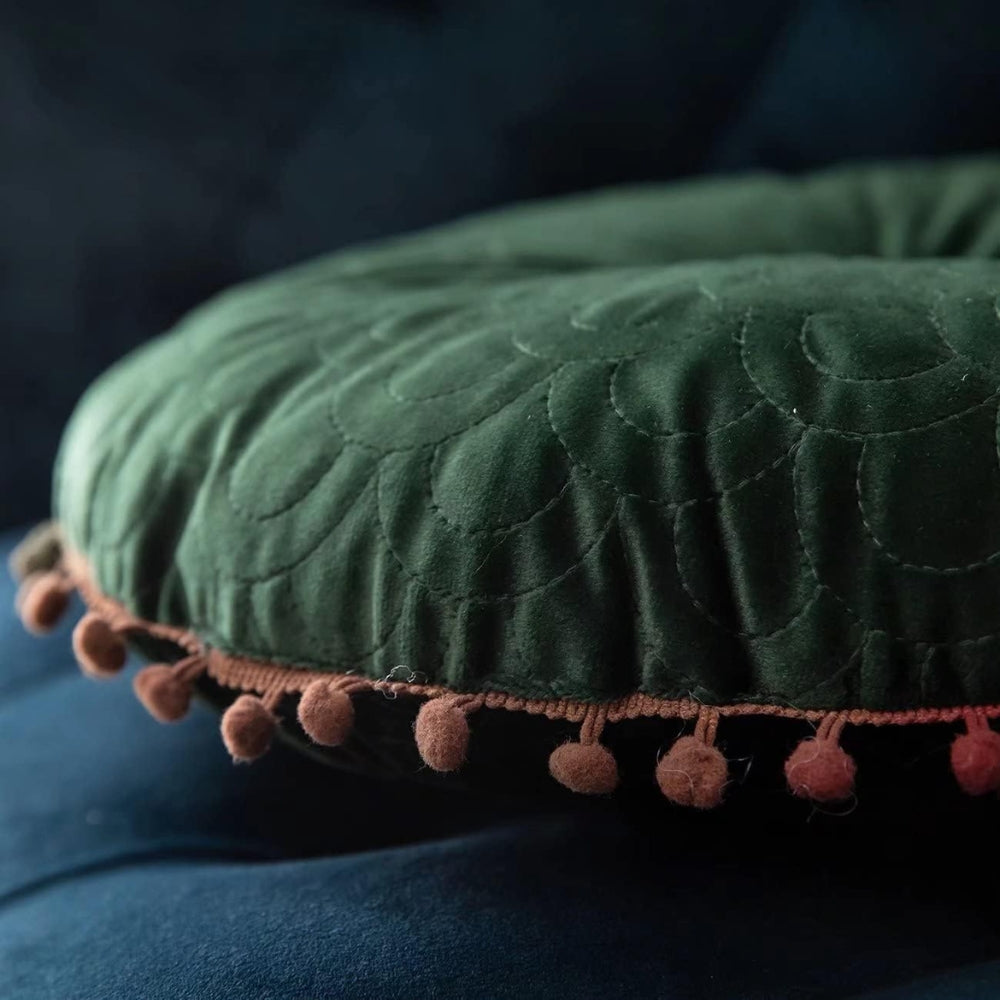 Kalsten | Veloura Round Vintage Quilted Ottoman Cushion Pad