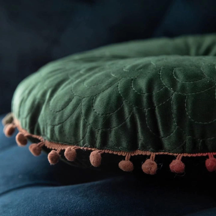 Kalsten | Veloura Round Vintage Quilted Ottoman Cushion Pad