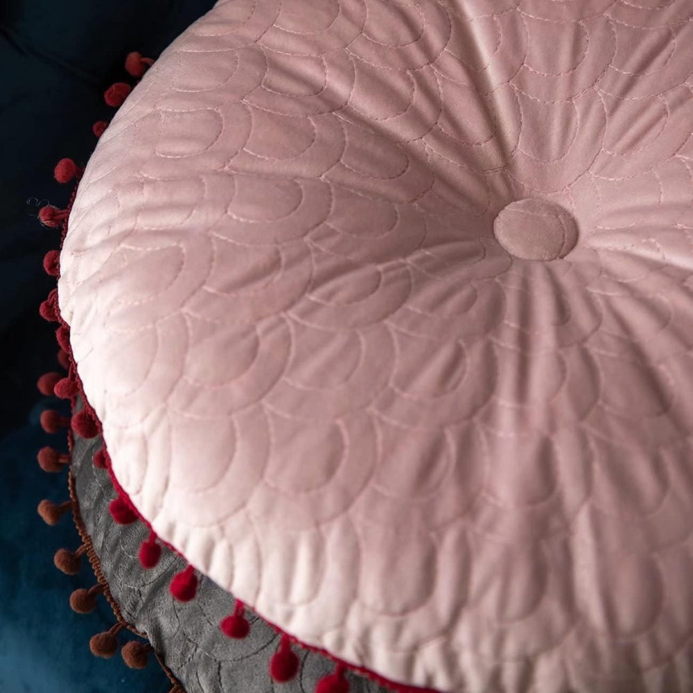 Kalsten | Veloura Round Vintage Quilted Ottoman Cushion Pad
