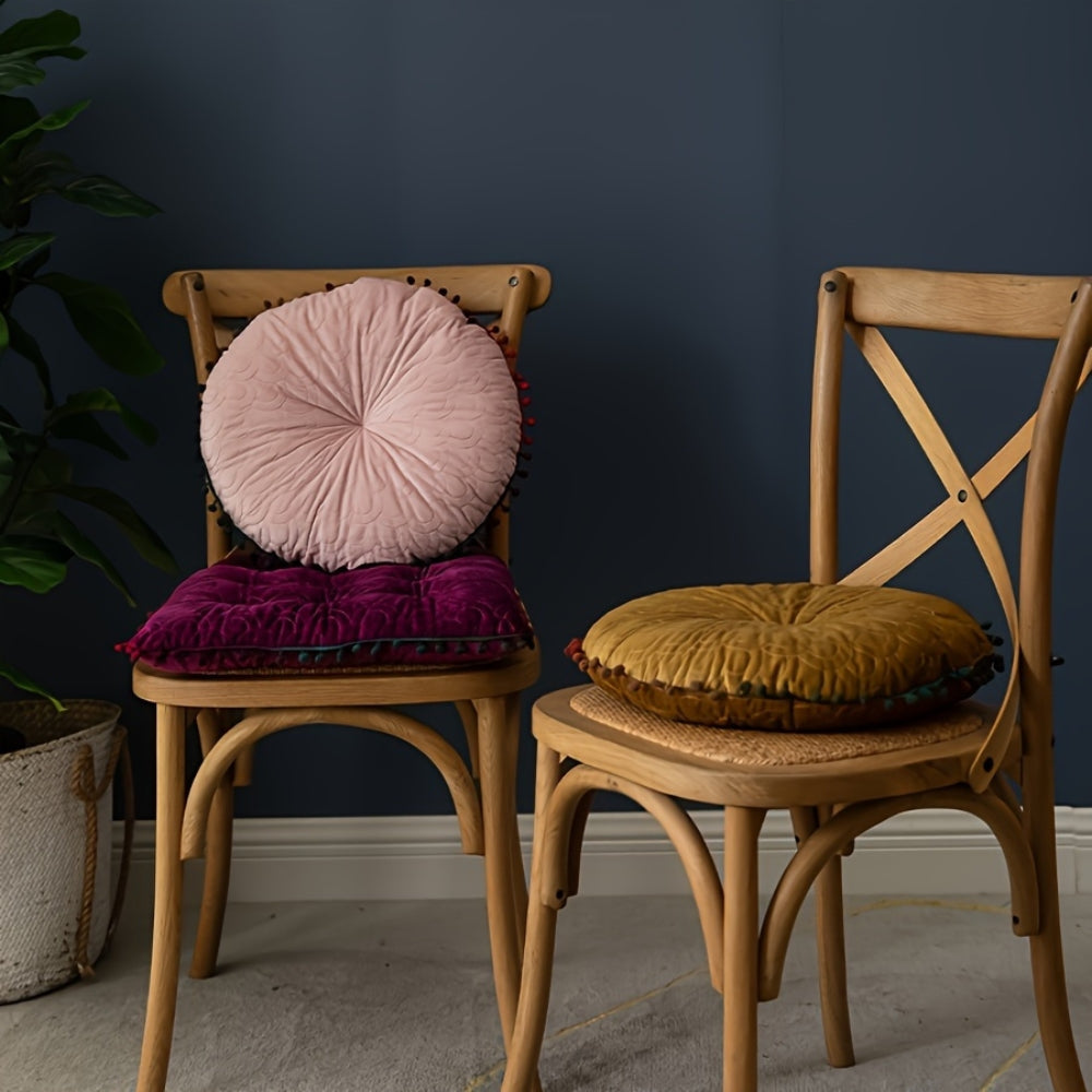 Kalsten | Veloura Round Vintage Quilted Ottoman Cushion Pad