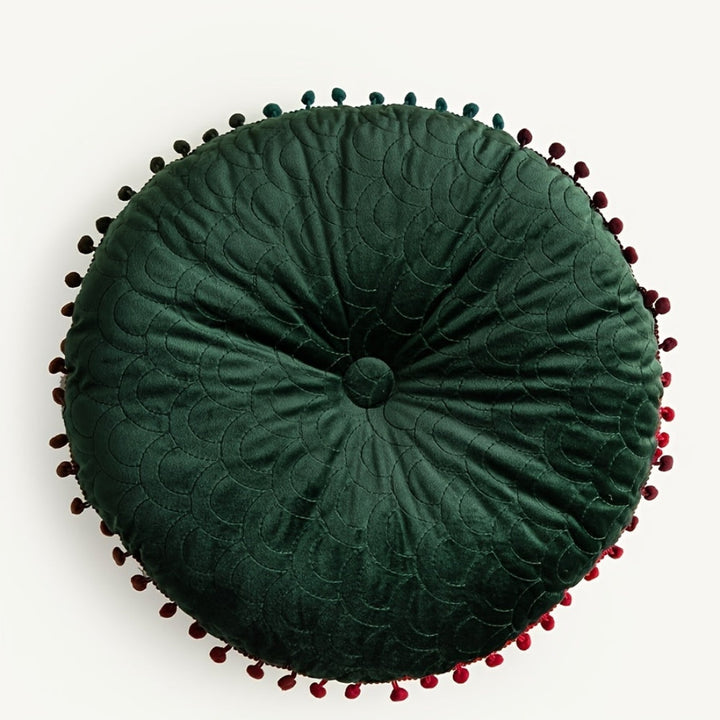 Kalsten | Veloura Round Vintage Quilted Ottoman Cushion Pad