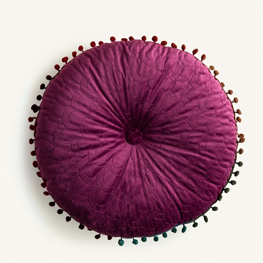 Kalsten | Veloura Round Vintage Quilted Ottoman Cushion Pad