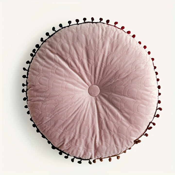 Kalsten | Veloura Round Vintage Quilted Ottoman Cushion Pad
