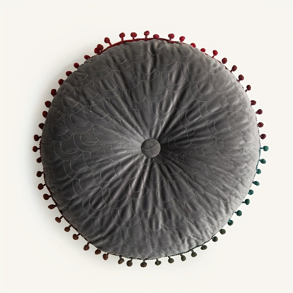 Kalsten | Veloura Round Vintage Quilted Ottoman Cushion Pad