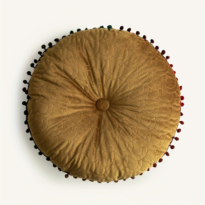 Kalsten | Veloura Round Vintage Quilted Ottoman Cushion Pad