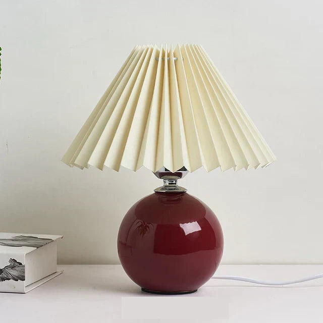 Kalsten | Luminous Heritage: Vintage Table Lamp with Pleated Shade – Elegant Antique Retro Nightstand Lighting Solutions