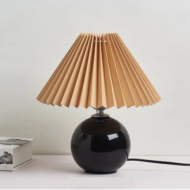 Kalsten | Luminous Heritage: Vintage Table Lamp with Pleated Shade – Elegant Antique Retro Nightstand Lighting Solutions