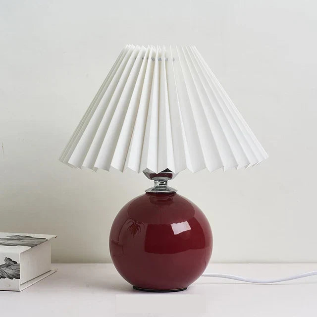 Kalsten | Luminous Heritage: Vintage Table Lamp with Pleated Shade – Elegant Antique Retro Nightstand Lighting Solutions