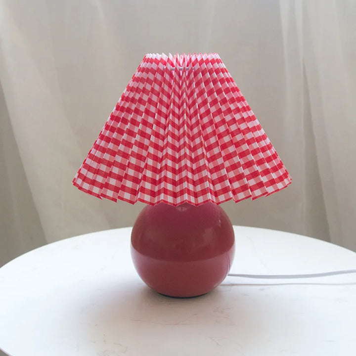 Kalsten | Luminous Heritage: Vintage Table Lamp with Pleated Shade – Elegant Antique Retro Nightstand Lighting Solutions