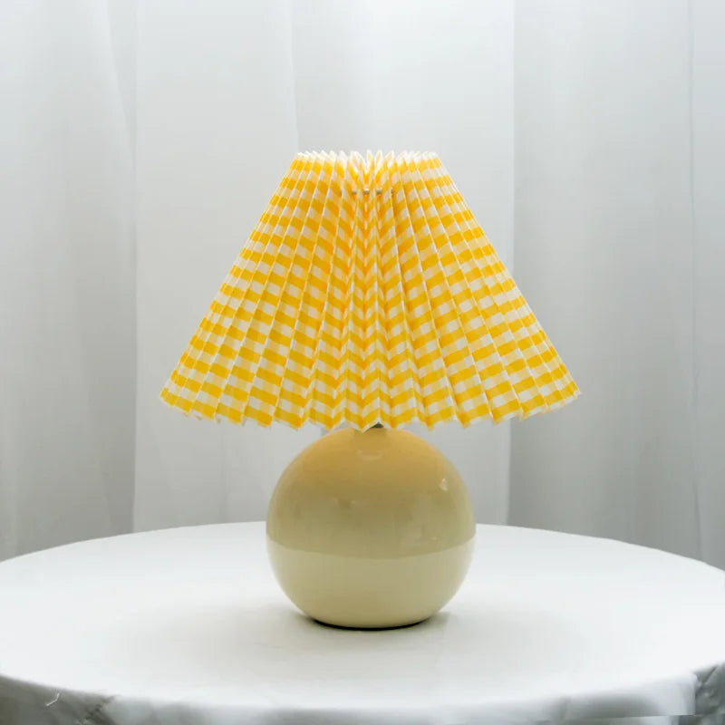 Kalsten | Luminous Heritage: Vintage Table Lamp with Pleated Shade – Elegant Antique Retro Nightstand Lighting Solutions