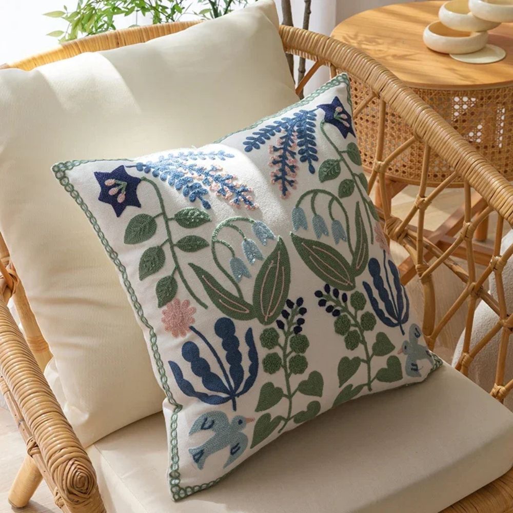 Kalsten | Vintage Botanical Embroidery Cushion Cover
