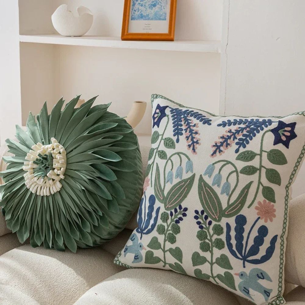Kalsten | Vintage Botanical Embroidery Cushion Cover