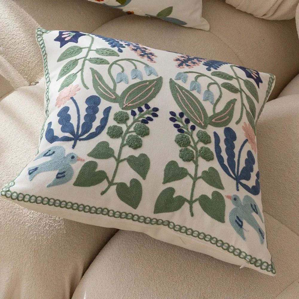 Kalsten | Vintage Botanical Embroidery Cushion Cover