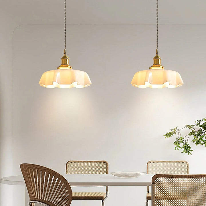 Modern Romantic Small Glass Ribbon Edge Pendant Light For Living Room | Kalsten