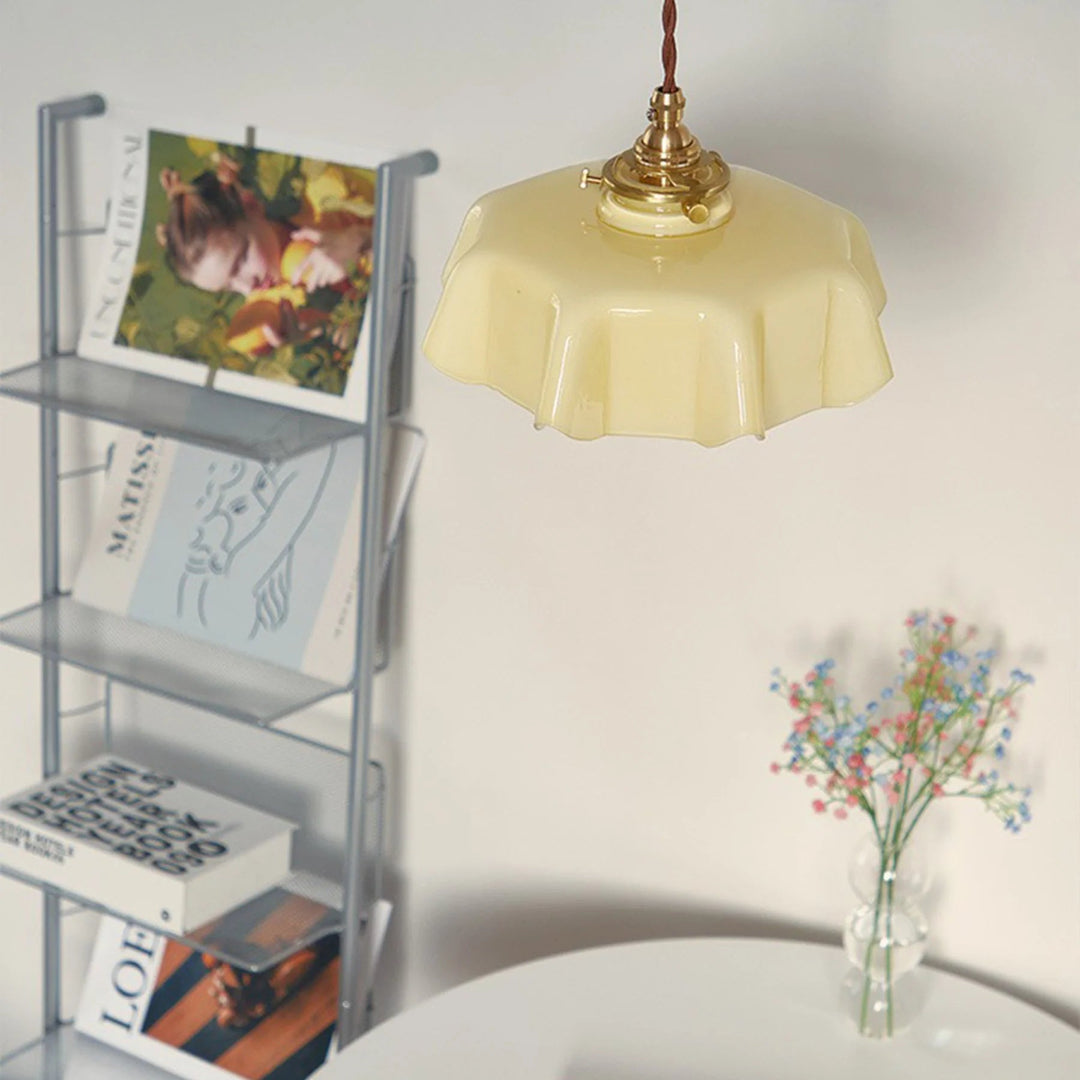 Modern Romantic Small Glass Ribbon Edge Pendant Light For Living Room | Kalsten