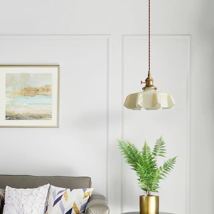 Modern Romantic Small Glass Ribbon Edge Pendant Light For Living Room | Kalsten