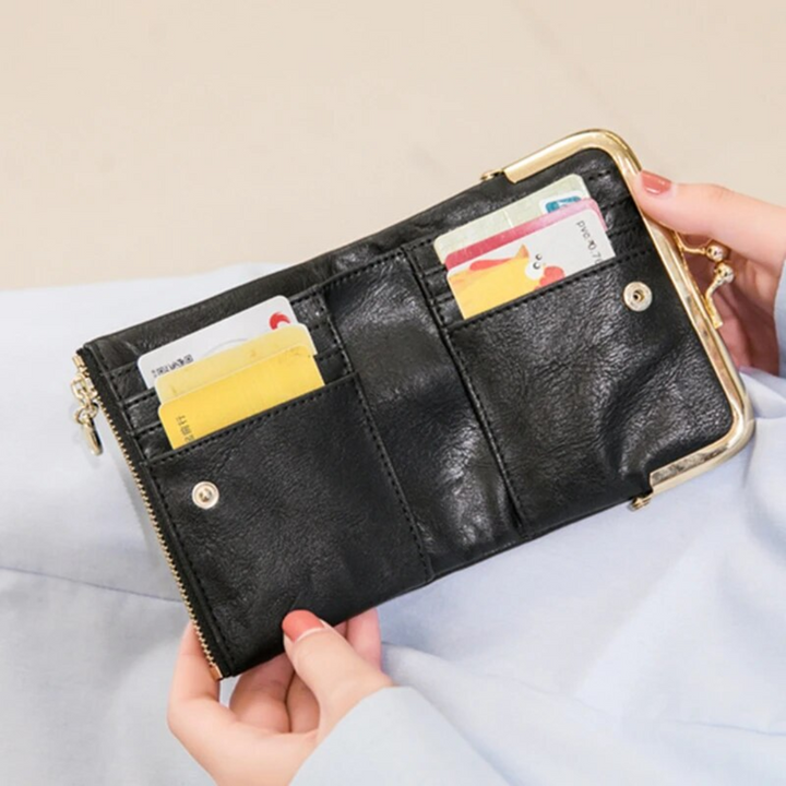 Vintage PU Leather Kiss-Lock Wallet Bag Noxord