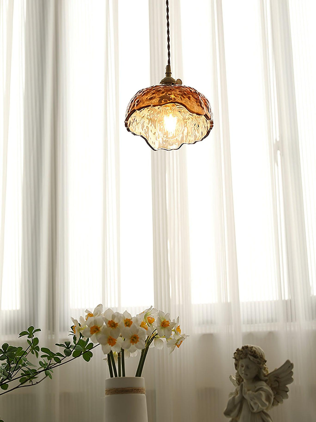 Vintage Brown Glass Droplight Pendant Light | Kalsten