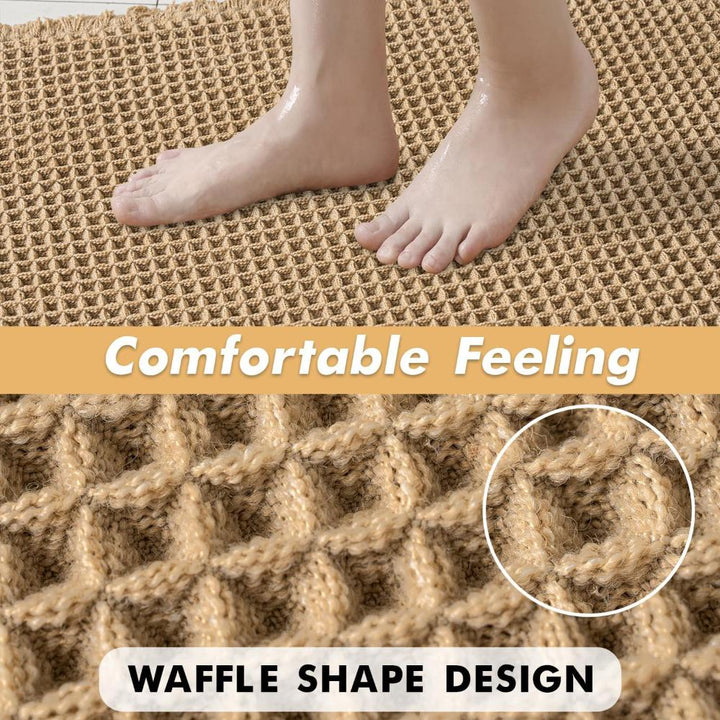 Waffle Bath Mat - Ultra-Absorbent, Soft, Machine Washable