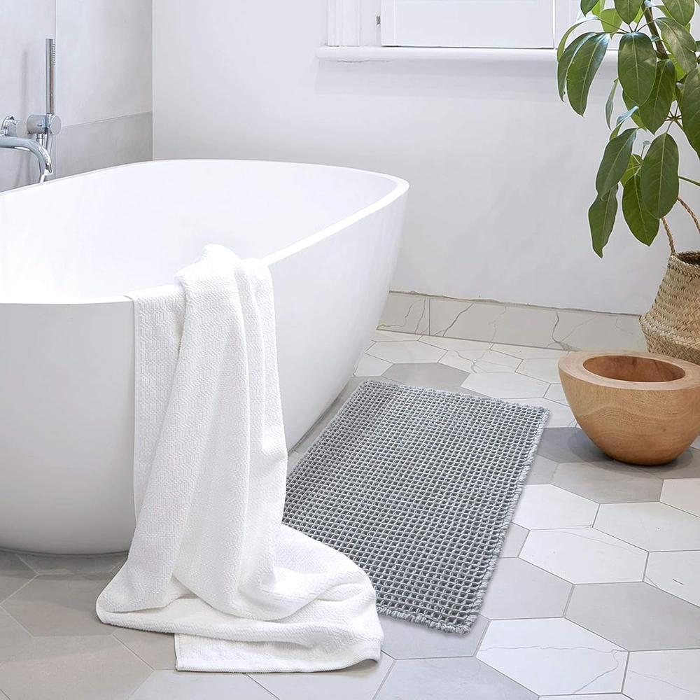 Waffle Bath Mat - Ultra-Absorbent, Soft, Machine Washable